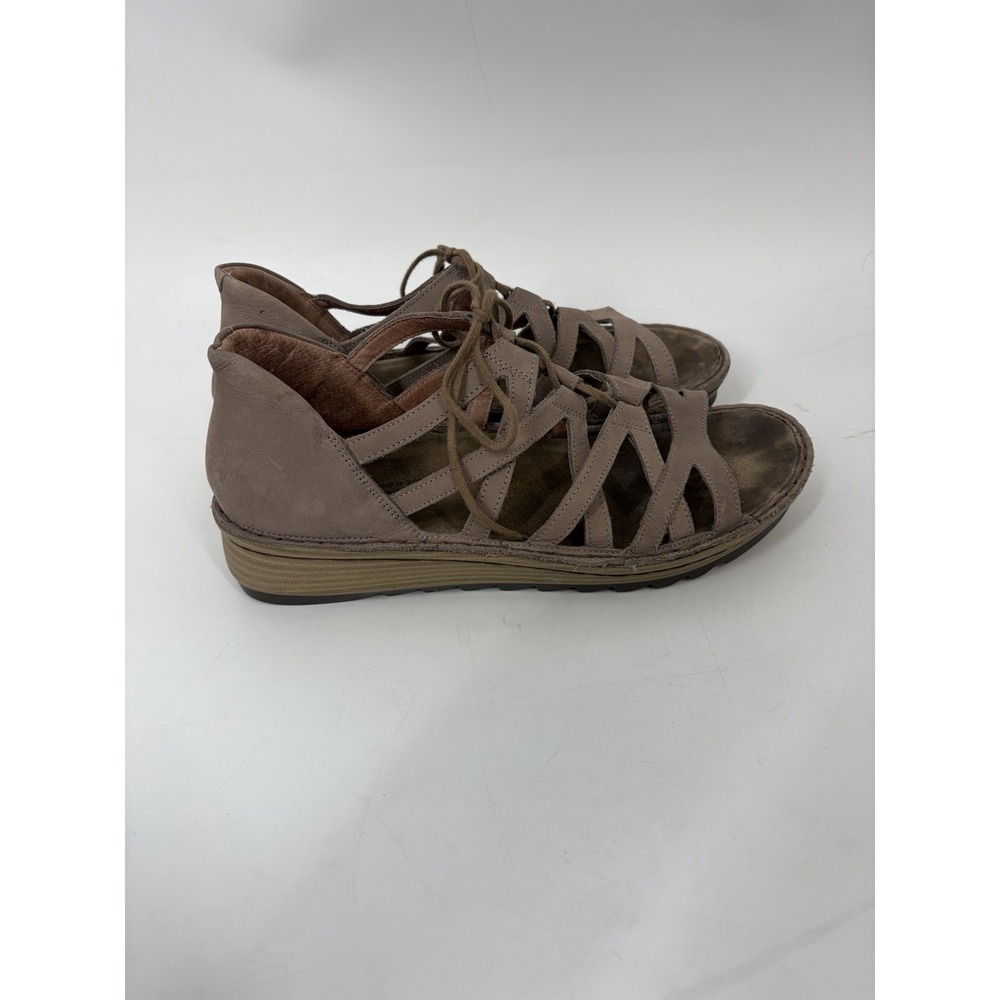 NAOT Yarrow Sandals‎ Leather Womens 8 EUR 39 Strappy Laces Beige